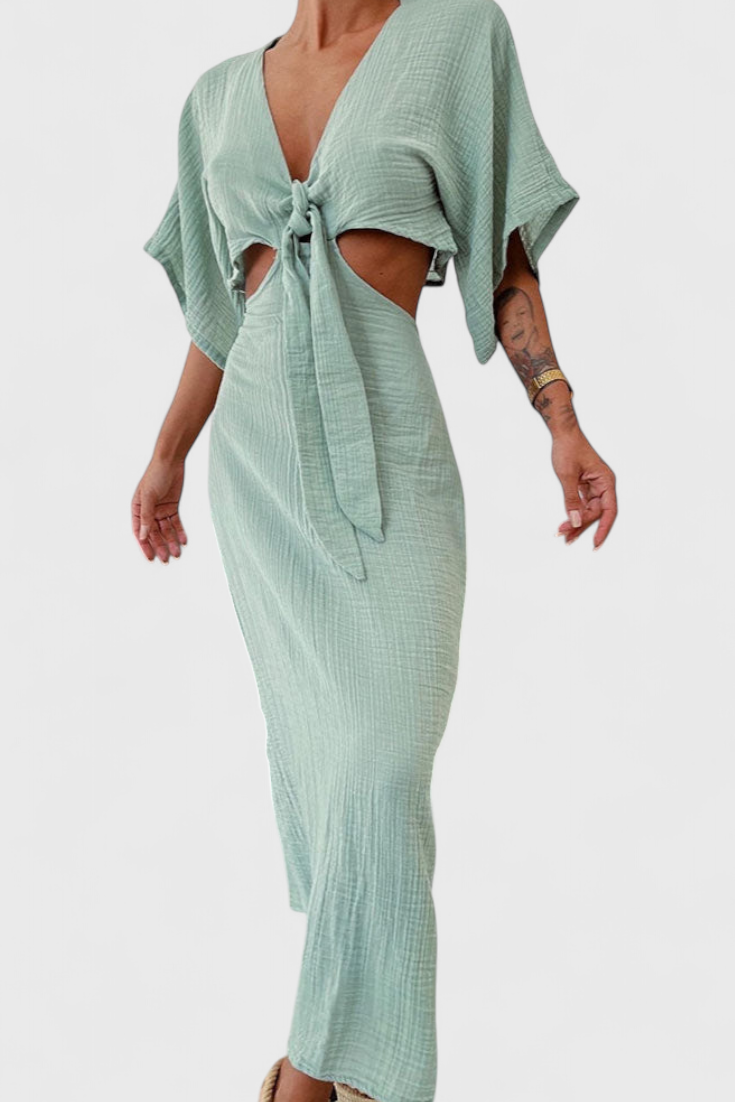 Myra - Vestido Fluido con Lazo Frontal y Cut-Outs