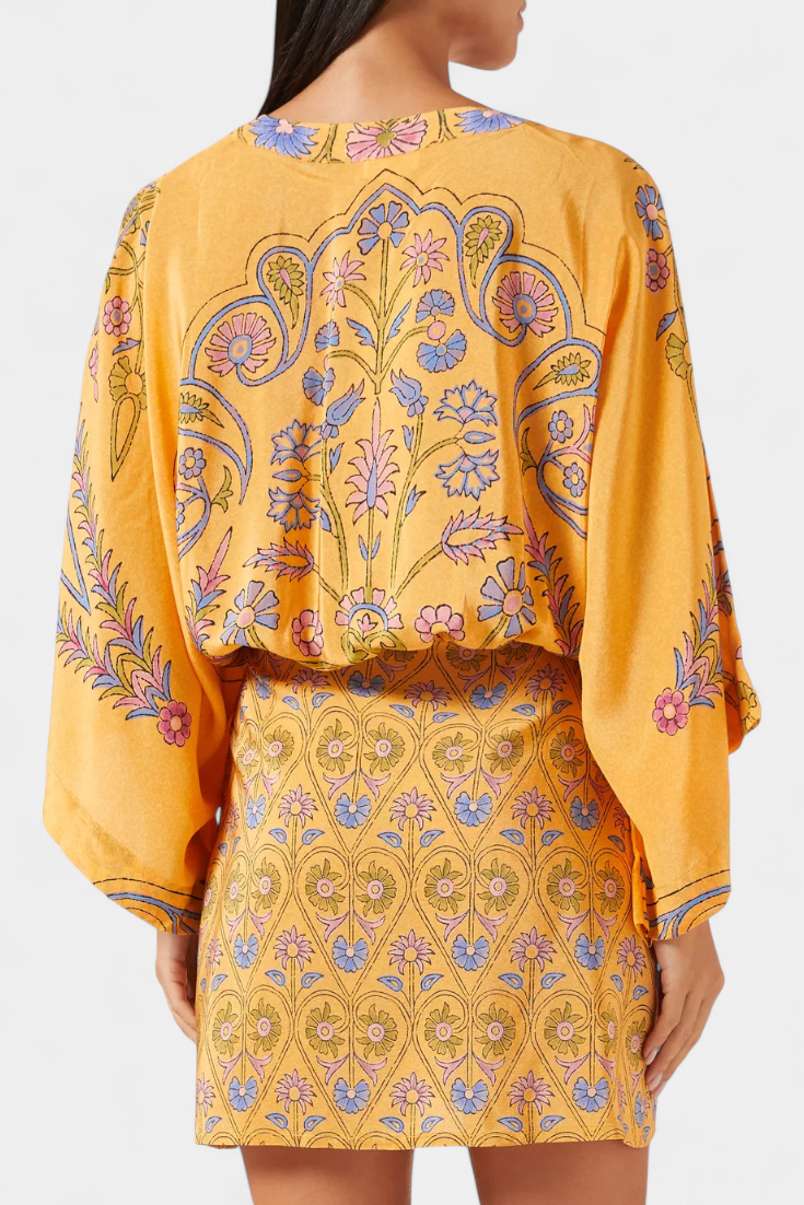 Candela - Vestido Boho con Estampado Floral y Escote en V Cruzado