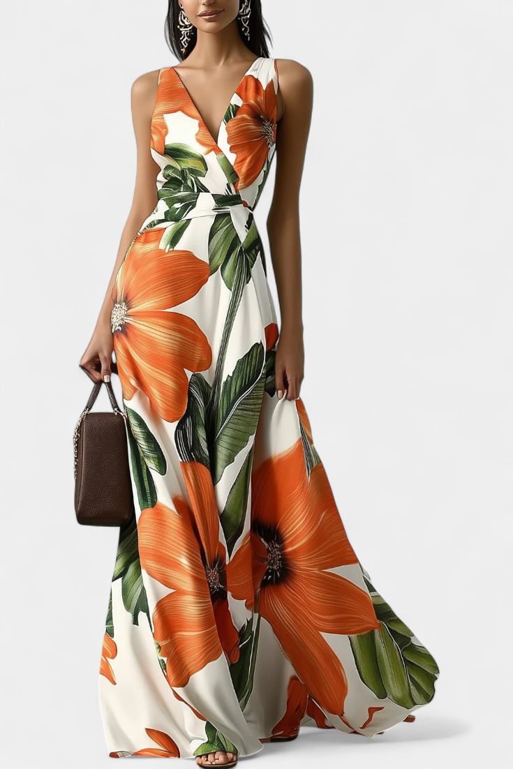 Regina - Vestido Clásico con Estampado Floral