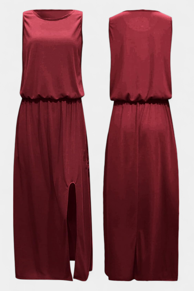 Dianne - Vestido Sin Mangas con Abertura Lateral y Silueta Holgada