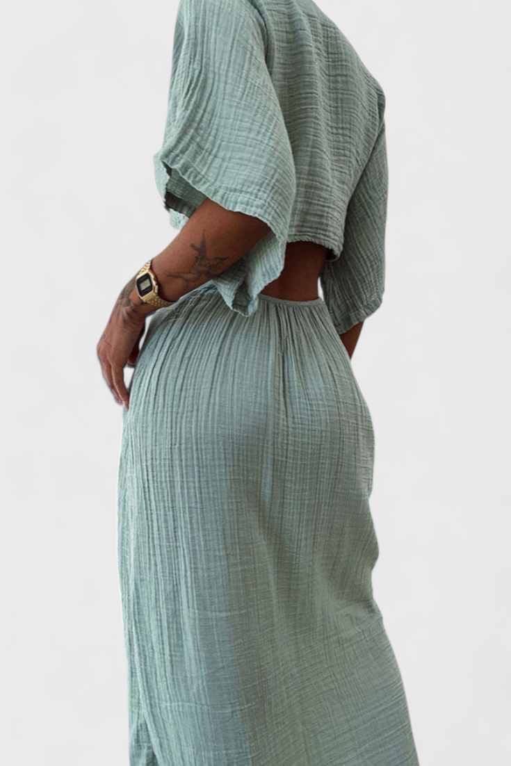 Myra - Vestido Fluido con Lazo Frontal y Cut-Outs