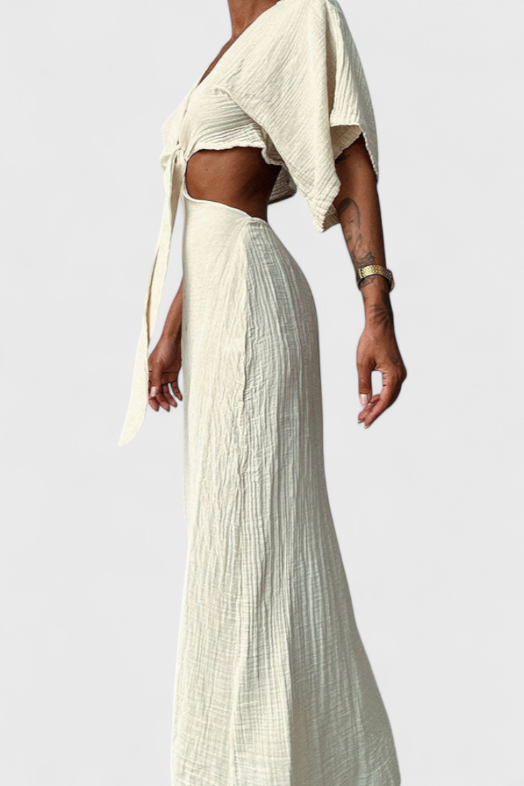 Myra - Vestido Fluido con Lazo Frontal y Cut-Outs