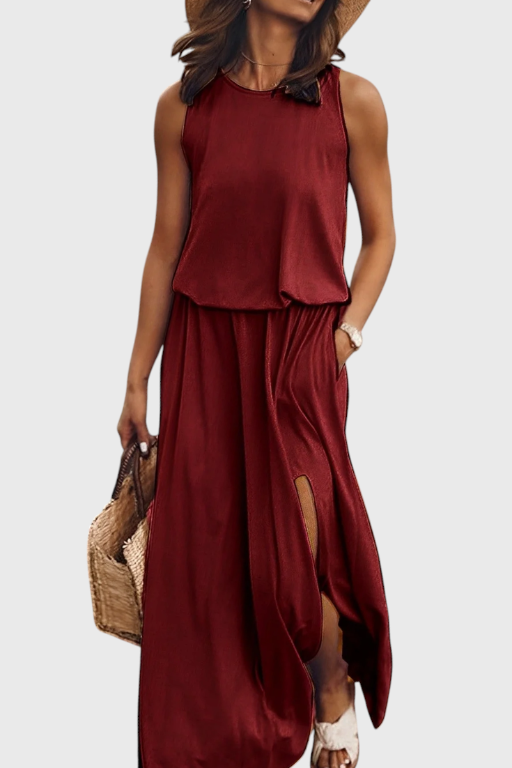 Dianne - Vestido Sin Mangas con Abertura Lateral y Silueta Holgada