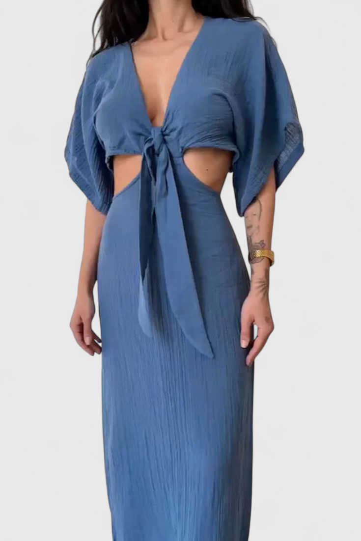 Myra - Vestido Fluido con Lazo Frontal y Cut-Outs
