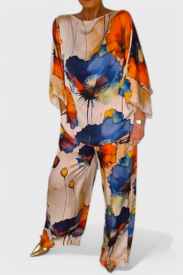 Karoline Conjunto Floral de Dos Piezas con Ajuste Relajado