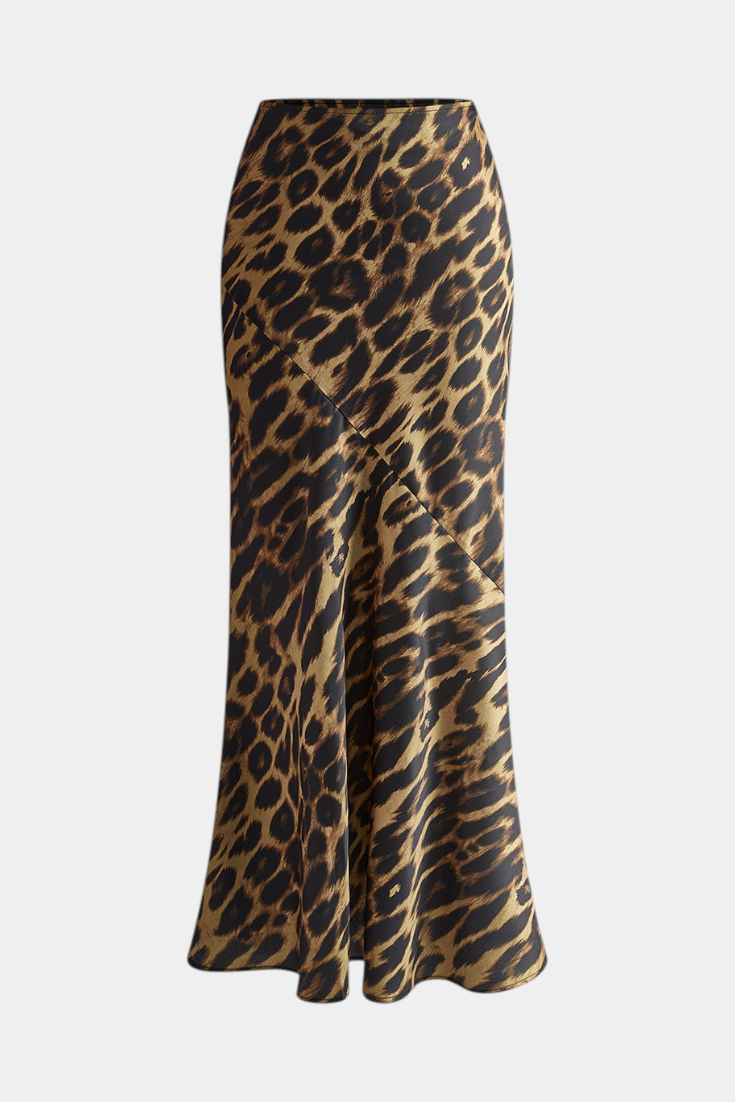 Elena - Falda Maxi Slim con Estampado de Leopardo