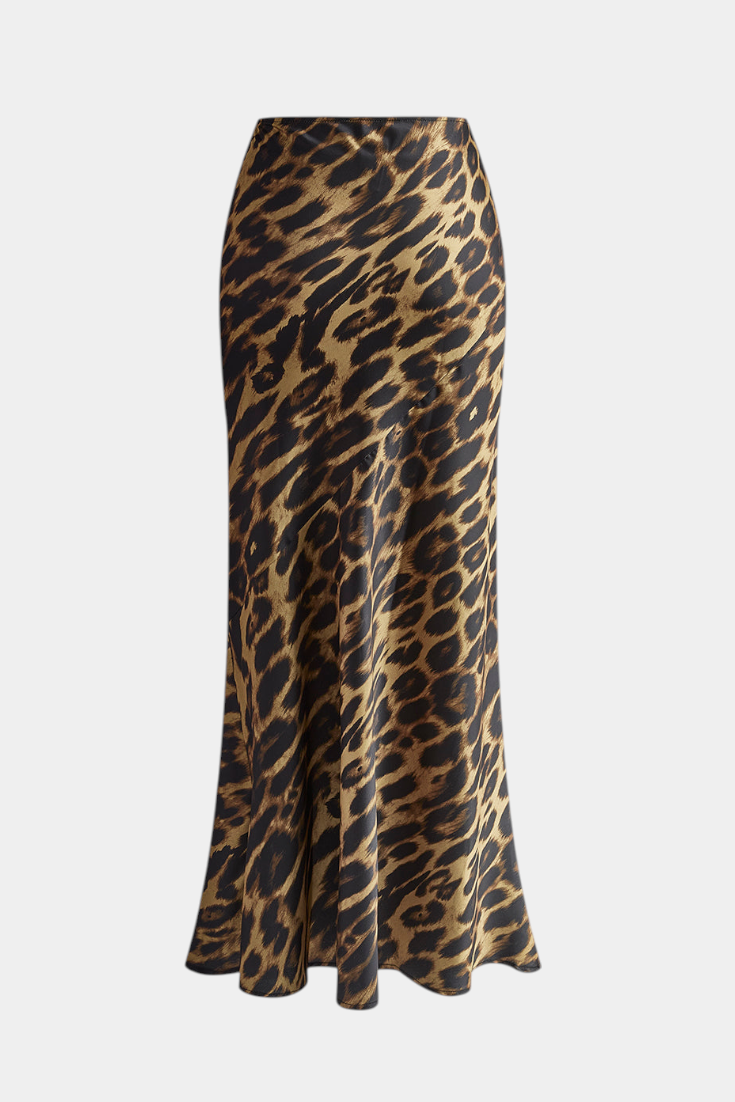 Elena - Falda Maxi Slim con Estampado de Leopardo