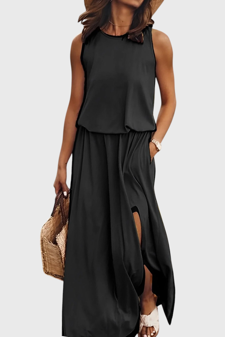 Dianne - Vestido Sin Mangas con Abertura Lateral y Silueta Holgada