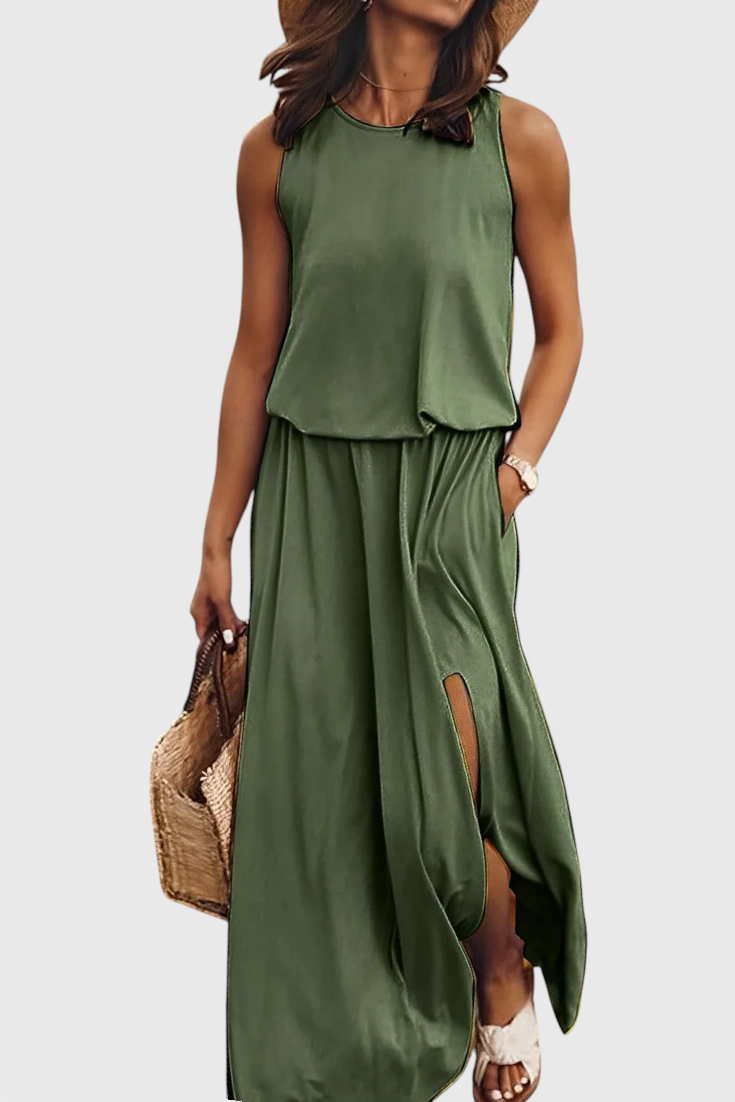 Dianne - Vestido Sin Mangas con Abertura Lateral y Silueta Holgada
