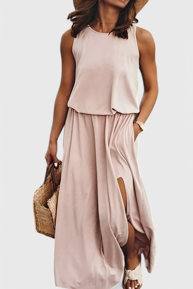 Dianne - Vestido Sin Mangas con Abertura Lateral y Silueta Holgada