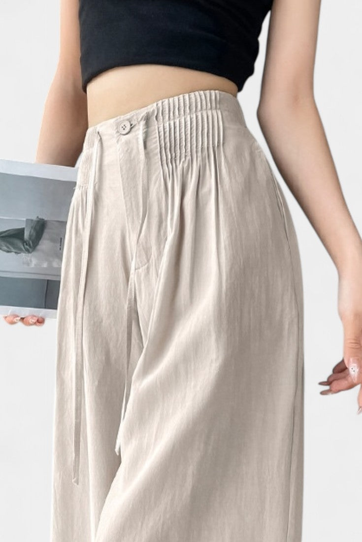 Ilyana - Pantalones de Cintura Alta y Pierna Ancha