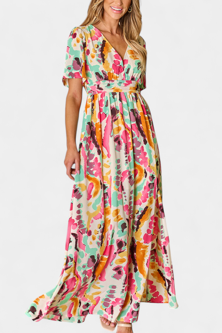 Yuki Vestido Boho con Escote en V y Tie-Dye