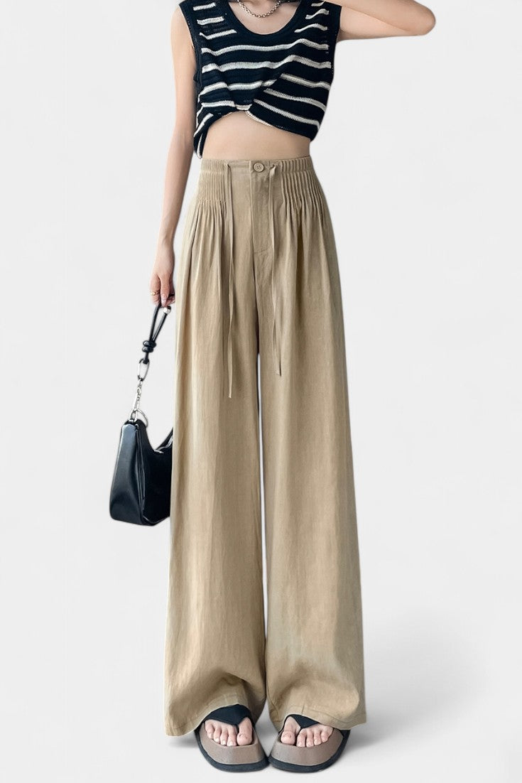 Ilyana - Pantalones de Cintura Alta y Pierna Ancha