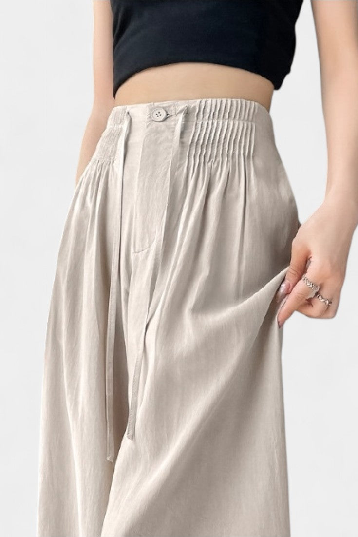 Ilyana - Pantalones de Cintura Alta y Pierna Ancha