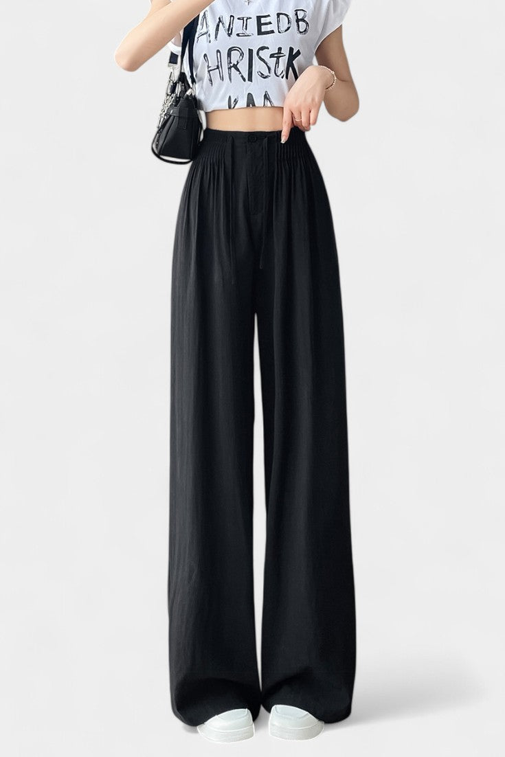 Ilyana - Pantalones de Cintura Alta y Pierna Ancha