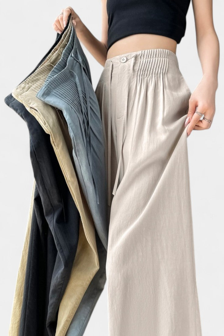 Ilyana - Pantalones de Cintura Alta y Pierna Ancha
