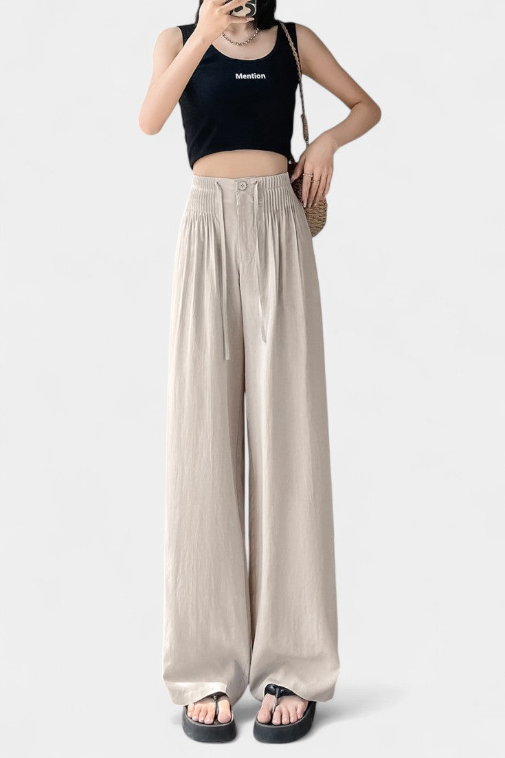 Ilyana - Pantalones de Cintura Alta y Pierna Ancha