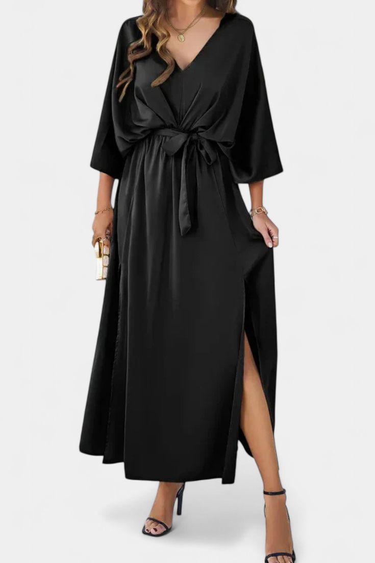 Milly - Vestido Elegante con Abertura y Lazo
