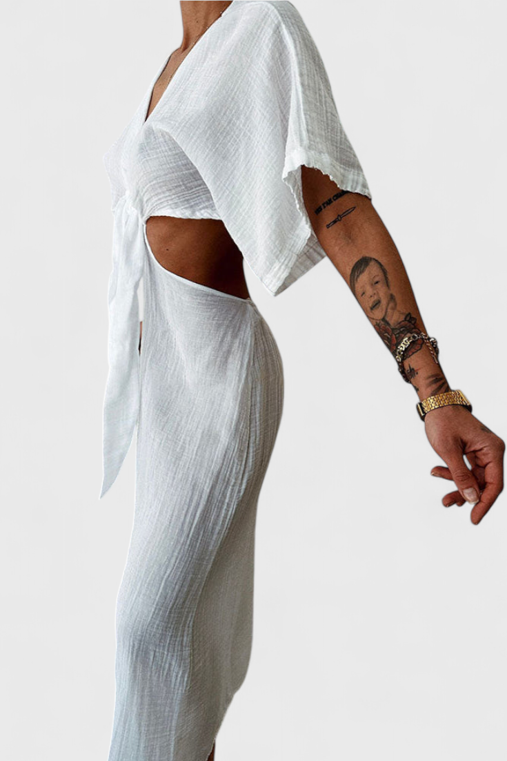 Myra - Vestido Fluido con Lazo Frontal y Cut-Outs