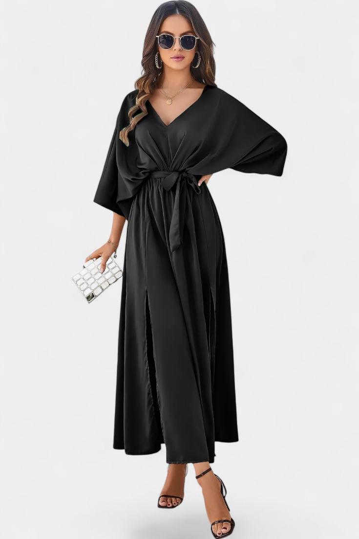 Milly - Vestido Elegante con Abertura y Lazo