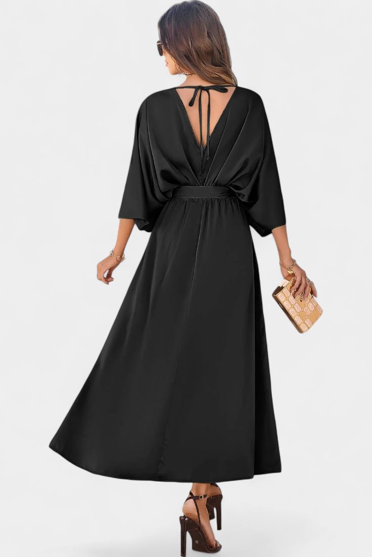 Milly - Vestido Elegante con Abertura y Lazo