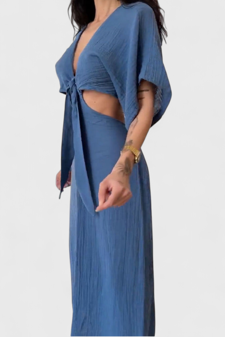 Myra - Vestido Fluido con Lazo Frontal y Cut-Outs