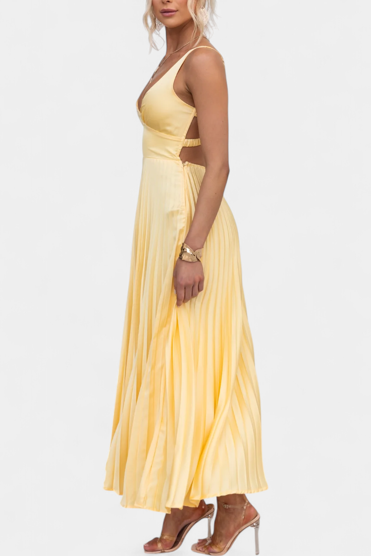 Arlena - Vestido Plisado de Tiras con Espalda Cruzada