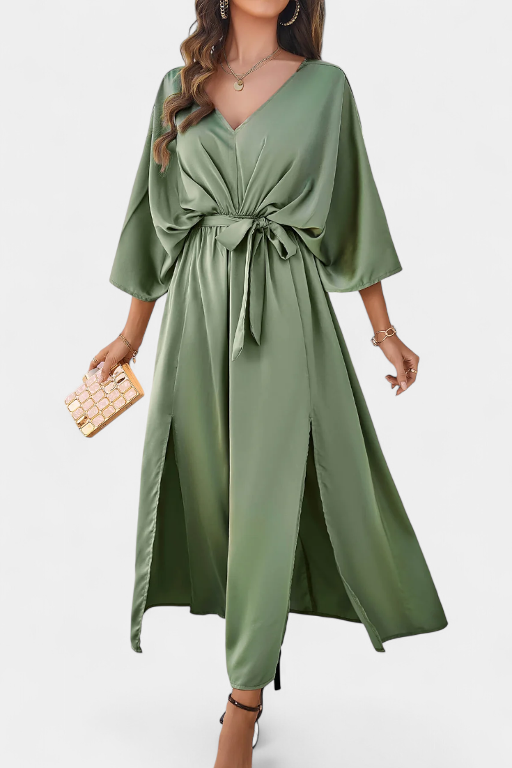 Milly - Vestido Elegante con Abertura y Lazo