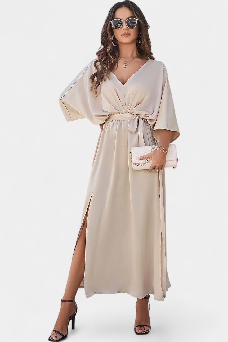 Milly - Vestido Elegante con Abertura y Lazo