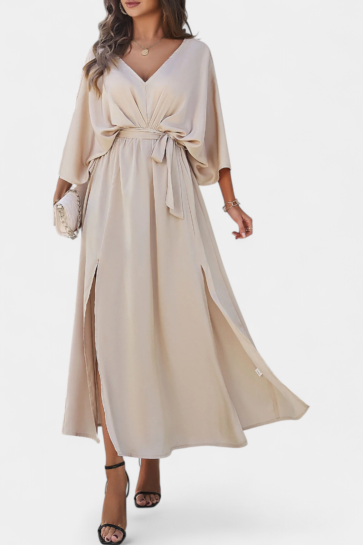 Milly - Vestido Elegante con Abertura y Lazo